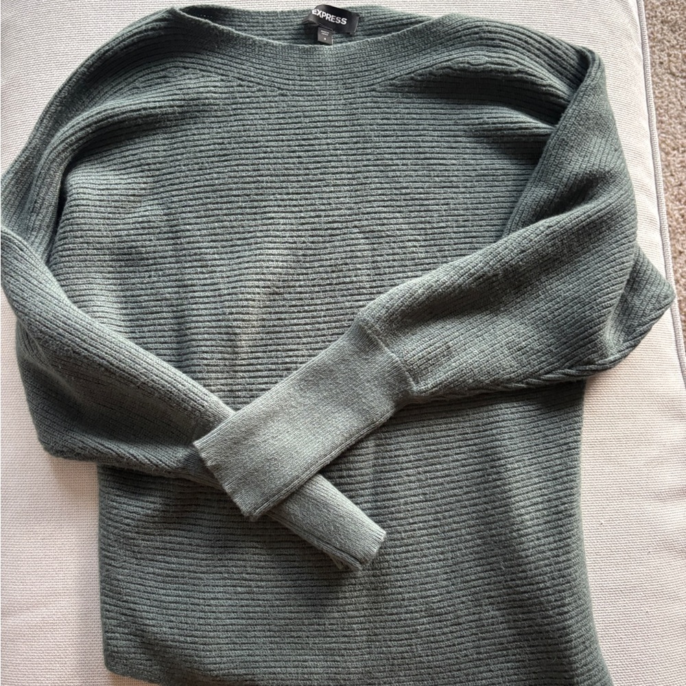 Express Green Ribbed Sweater